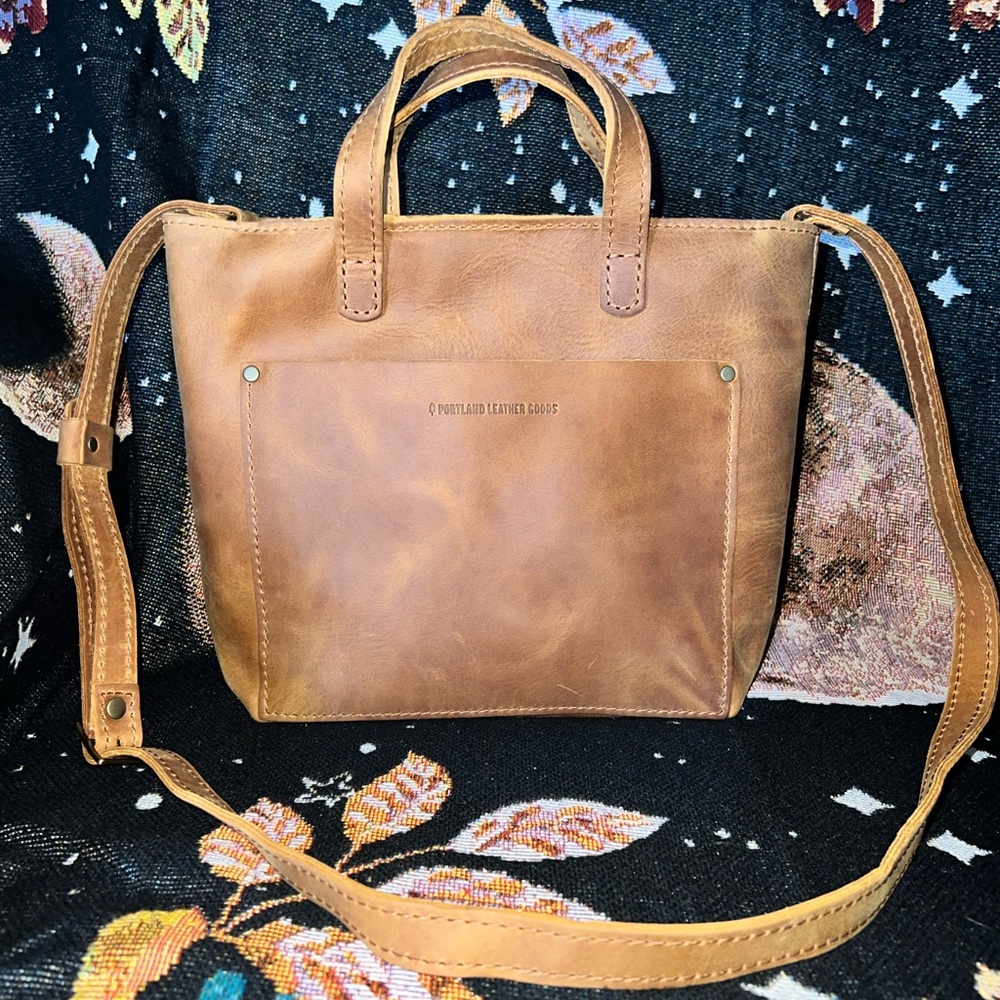 SOLD Portland Leather Goods WHEAT mini zip crossbody tote